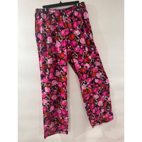 Pink & Red ornament Print Wide-Leg Pajama Pants - Picture 2 of 3